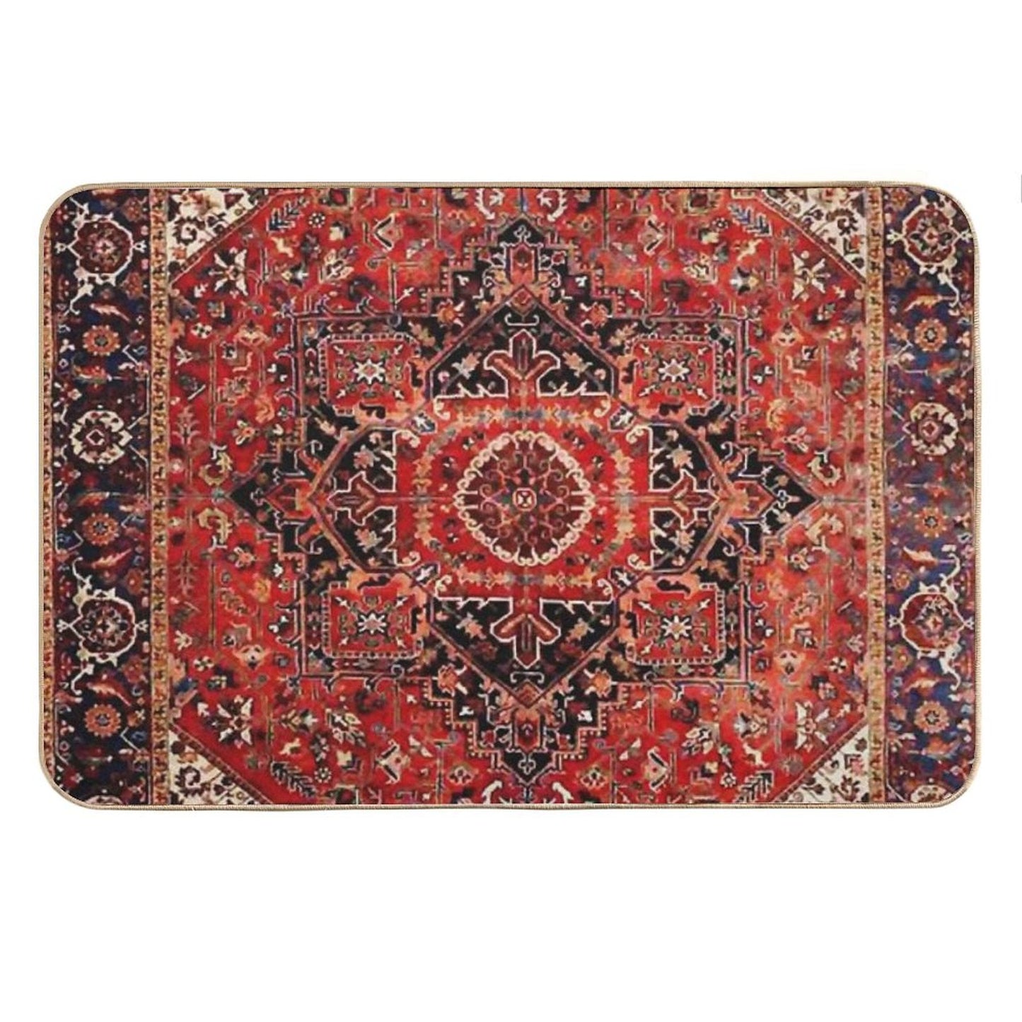 Heriz Antique Vintage Boho Persian Carpet Print Bath Mat
