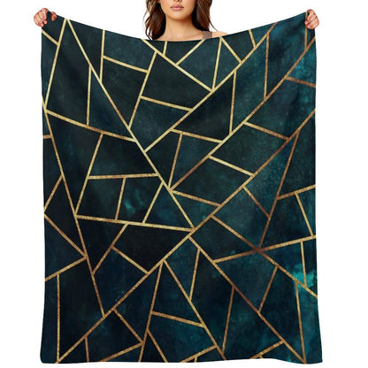 Deep Teal Geometric Throw Blanket