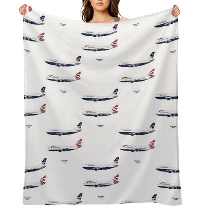 British Airways 747s Throw Blanket