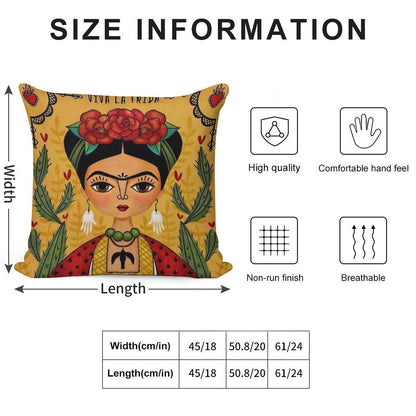 Frida Kahlo Illustration Soft Ultra-Soft Texture Throw Pillow
