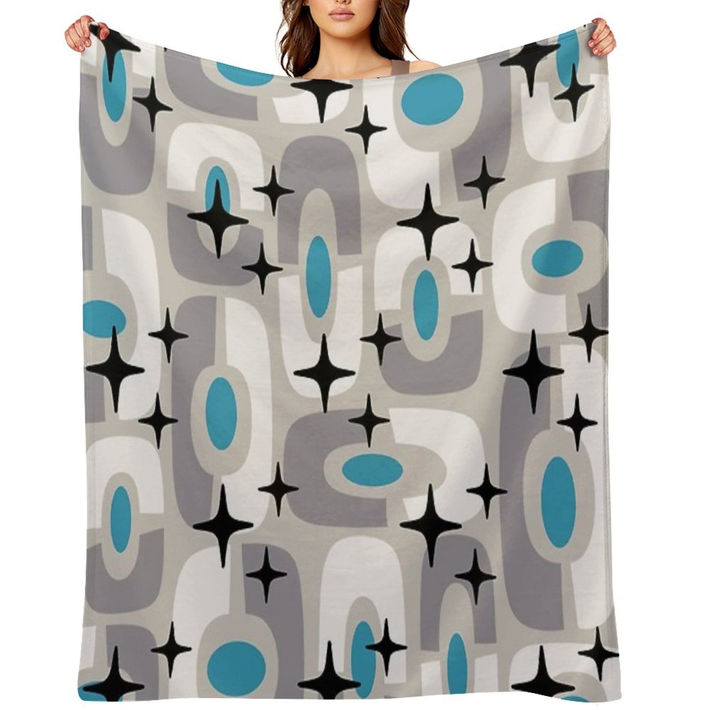 Retro Mid Century Atomic Composition 259 Throw Blanket