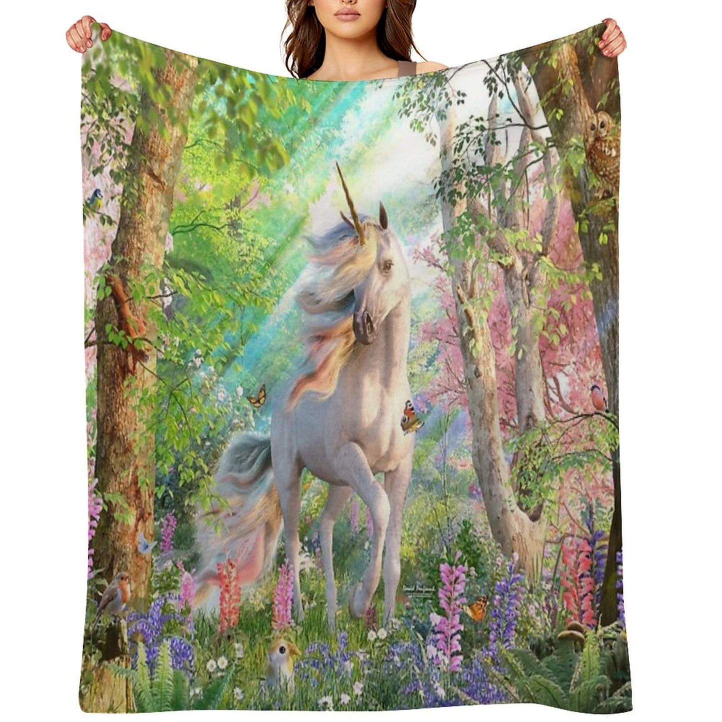 Unicorn Enchanted Forest Throw Blanket
