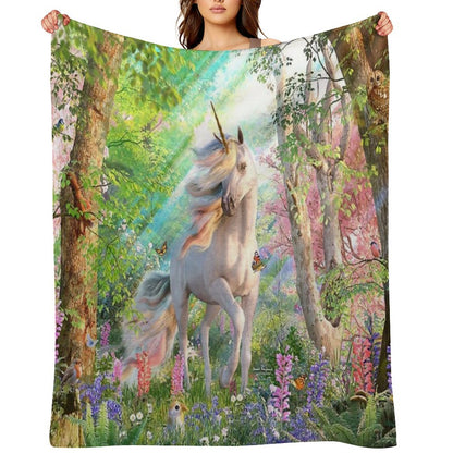 Unicorn Enchanted Forest Throw Blanket