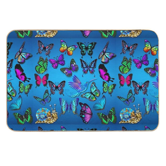 Pattern Of Butterflies, Hummingbirds And Snails  Dirt-Trapping Bath Mat