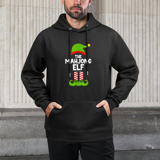 Funny The Mahjong Elf Christmas Family Party Pajama Adjustable Hood Hoodie
