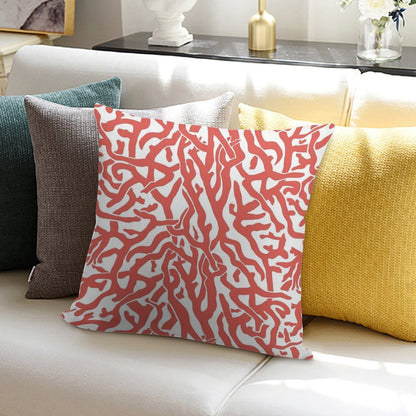 Coral Reef Pattern  Reddish Coral White Coastal Beach House Soft Washable Throw Pillow