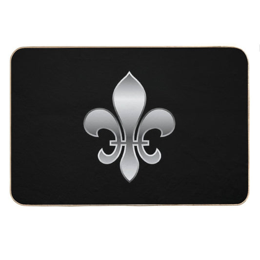 Fleur De Lys  Fleur De Lis Metallic Silver Look Bath Mat