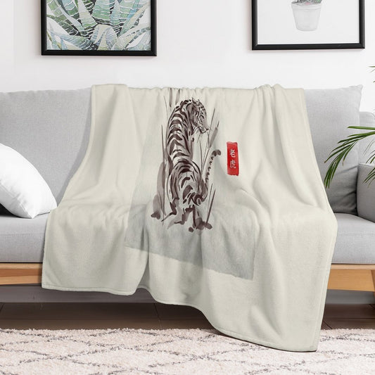 The Old Age Japanese Tiger Throw Blanket