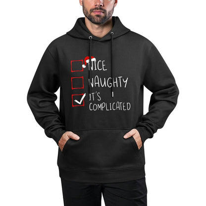 Nice Naughty Its Complicated Christmas List Santa Claus Colorfast Hoodie