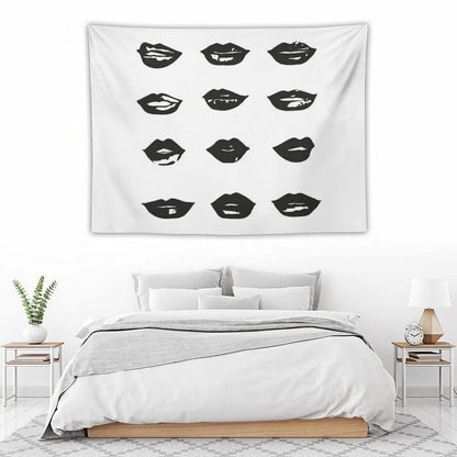 Kiss Kiss in Black And White Tapestry