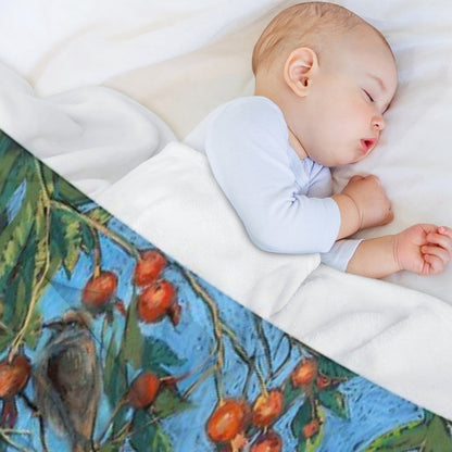 Sparrow Among In A Dog Rose Bush Throw Blanket