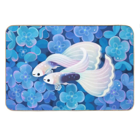 White Tuxedo Guppy Bath Mat