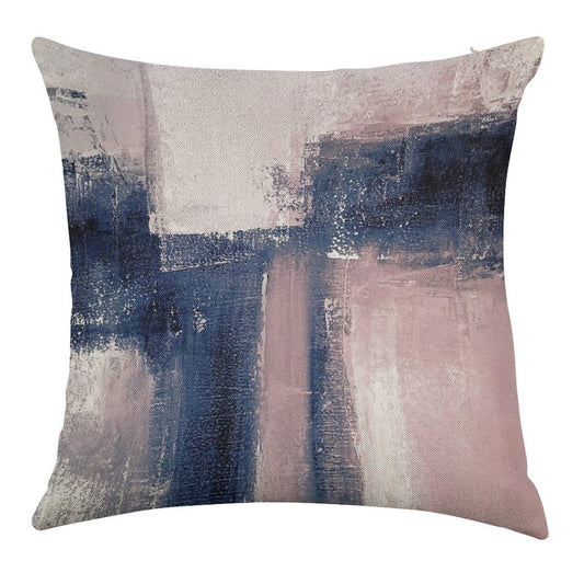 Pink And Navy 3 Linen Throw Pillow Cover
