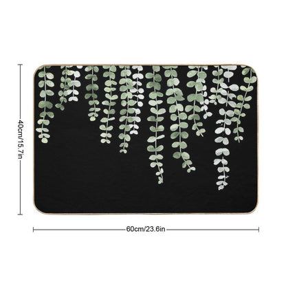Eucalyptus Watercolor Black Bath Mat