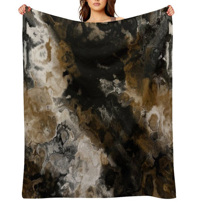 Black Gold And White Abstract Throw Blanket