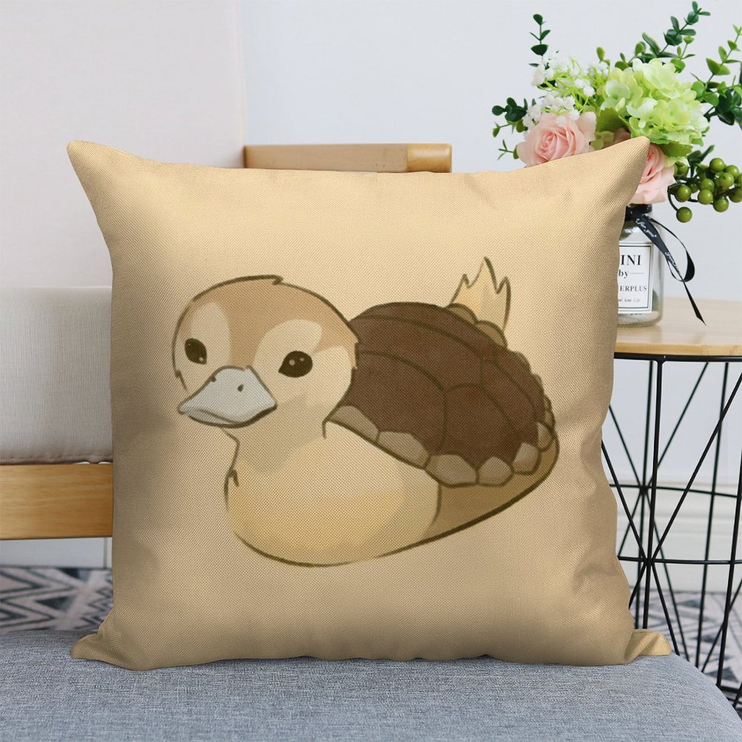 Avatar Turtle Duck Linen Throw Pillow Cover