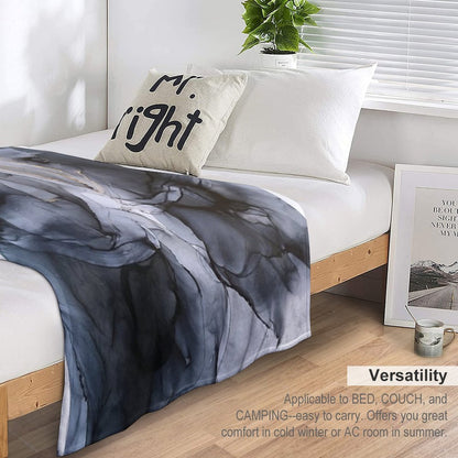Calm But Dramatic Light Monochromatic Black & Grey Abstract Throw Blanket