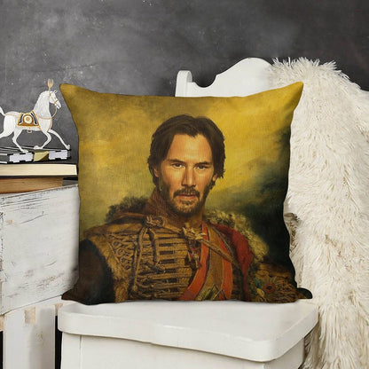 Keanu Reeves - Replaceface Linen Throw Pillow Cover