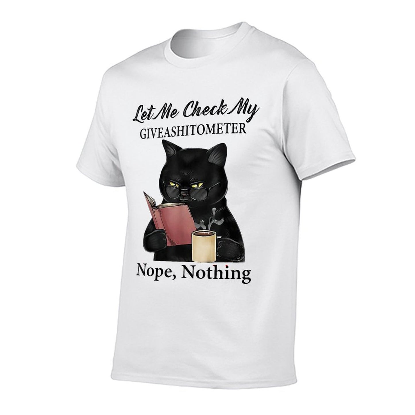 Let Me Check My GiveAShitTo Meter Nope, Nothing Black Cat  Rolled Sleeves T-Shirt