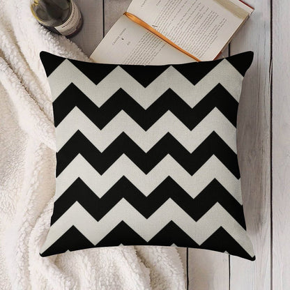 Black And White Chevron Stripes Linen Throw Pillow Cover