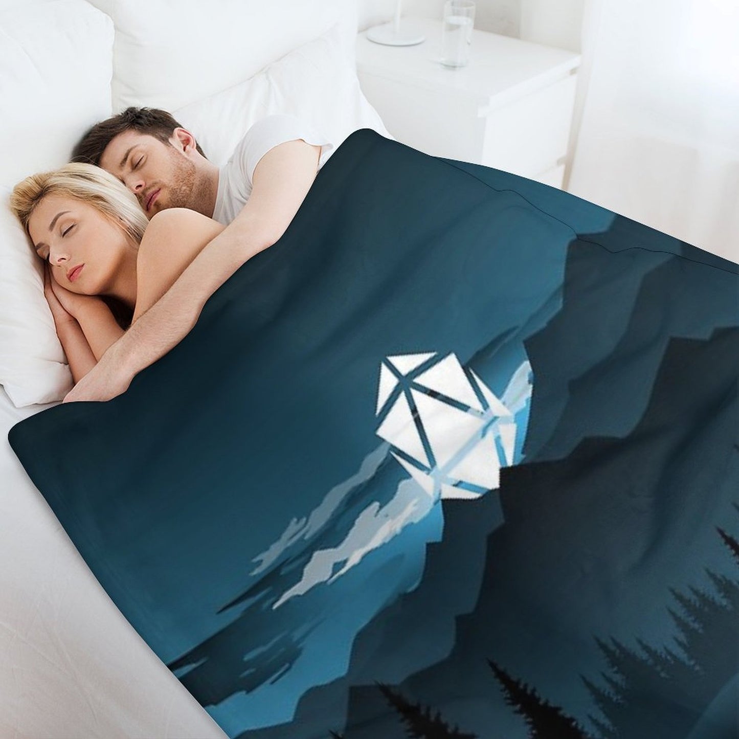 Mountain Full Moon D20 Dice Tabletop RPG Maps And Landscapes Throw Blanket