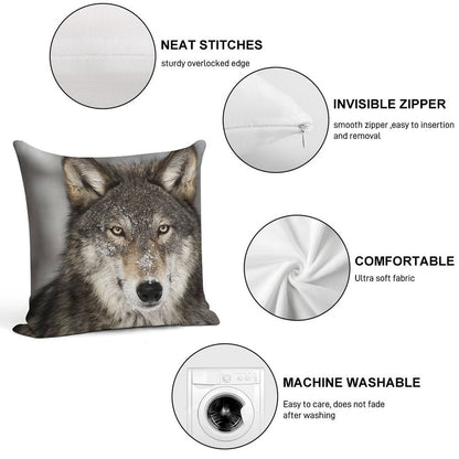 Animal Print - Wolf by Aariv Soft Multiple Sizes Throw Pillow