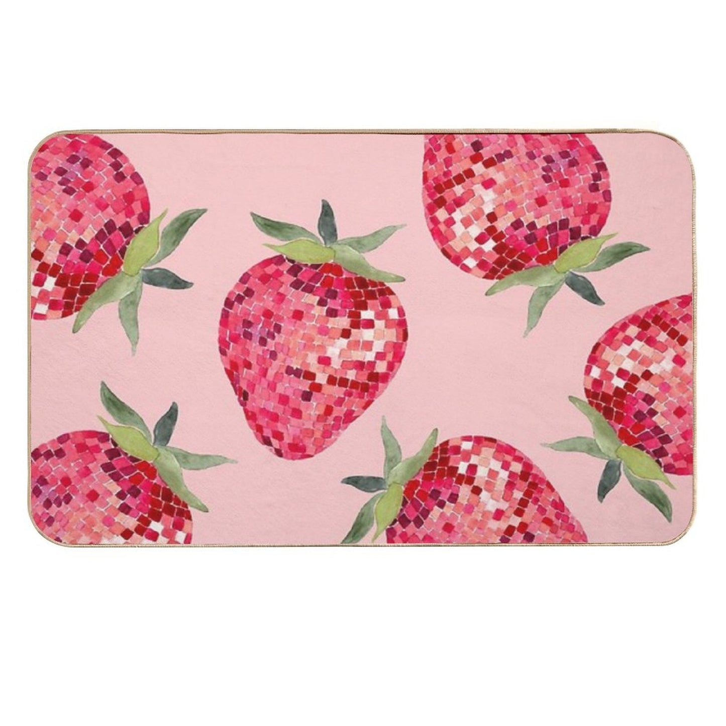 Disco Ball Strawberry  Anti-Trip Bath Mat