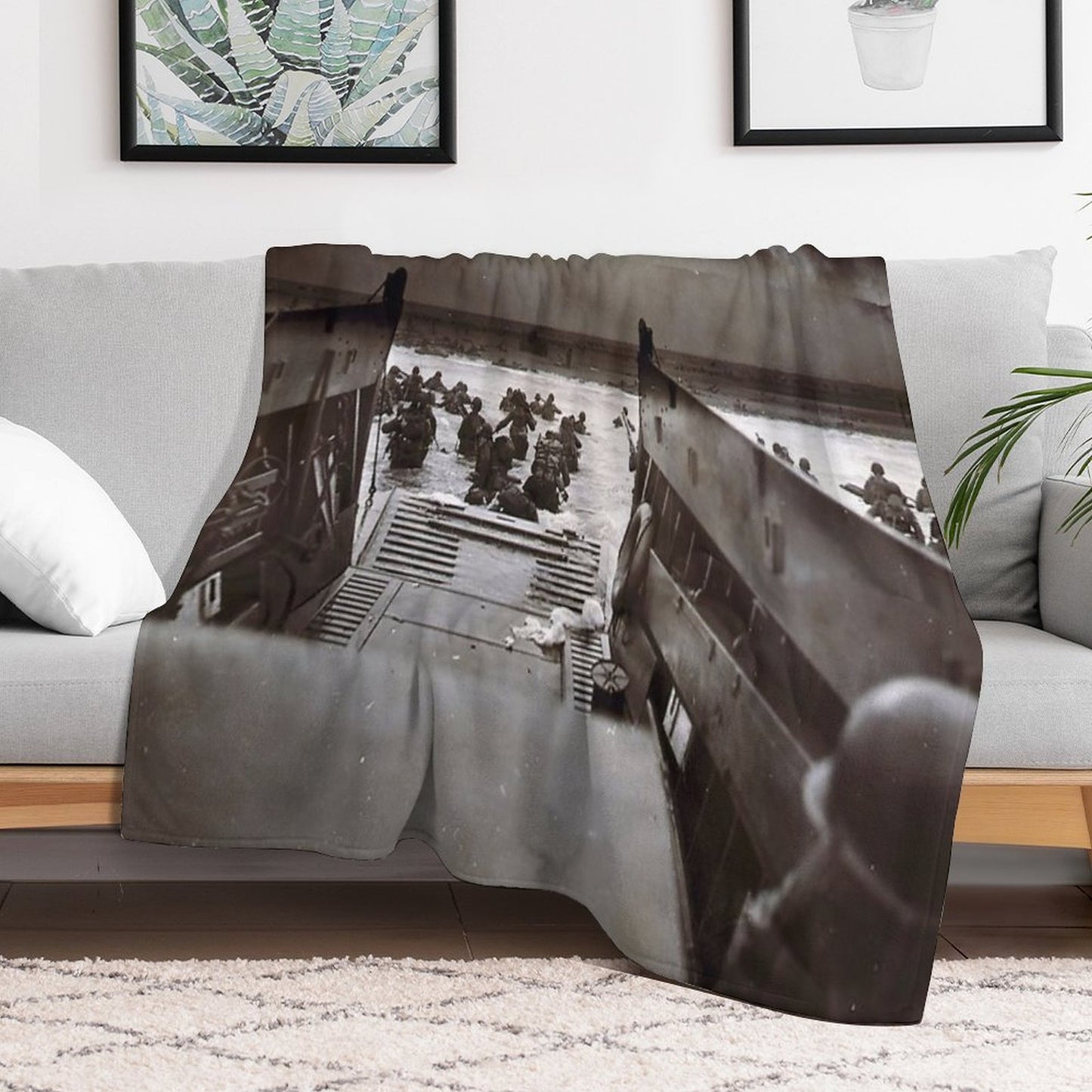 Taxis to Hell And Back World War II Normandy Beach June 6 1944 Throw Blanket