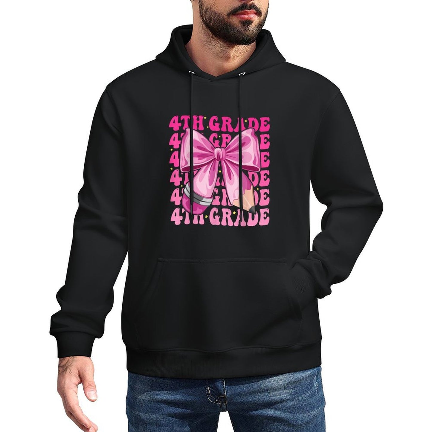 First Day Of 4th Grade Girls Coquette Bow Back To School Unisex Design Hoodie