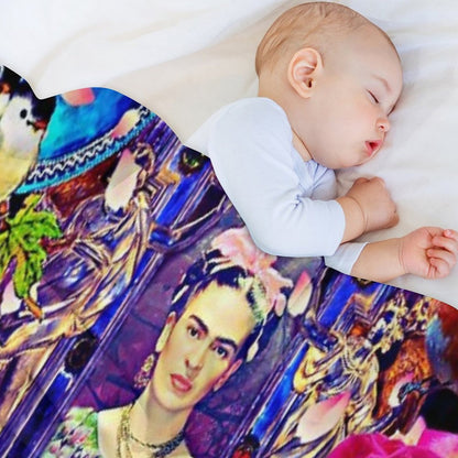 Frida Kahlo Love One Another Collage Throw Blanket