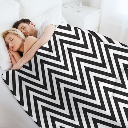 MODERN CHEVRON PATTERN Bold Monochrome Black + White Throw Blanket