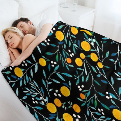 Oranges on Black Throw Blanket