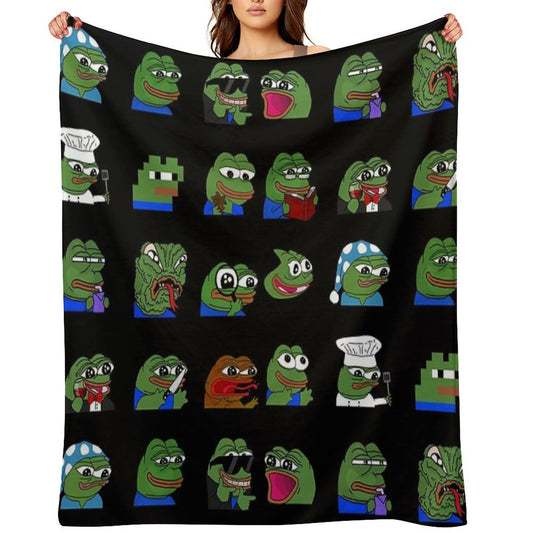 Pepe Peepo Variety Set (16 Pepes Edition) Throw Blanket