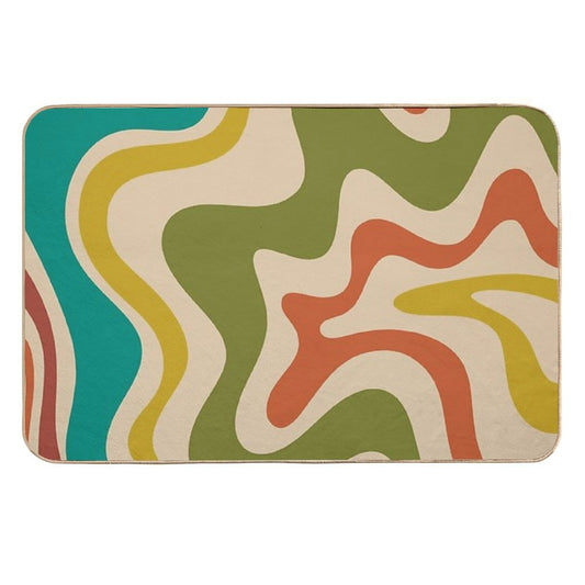 Liquid Swirl Retro Abstract Pattern in Mid-Century Mod Colours  Toxin-Free Bath Mat