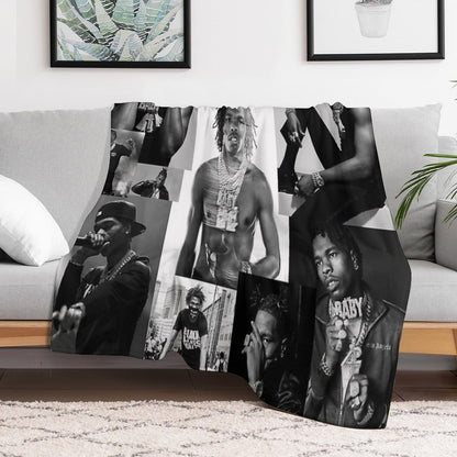 Lil Baby  B&W Collage Throw Blanket