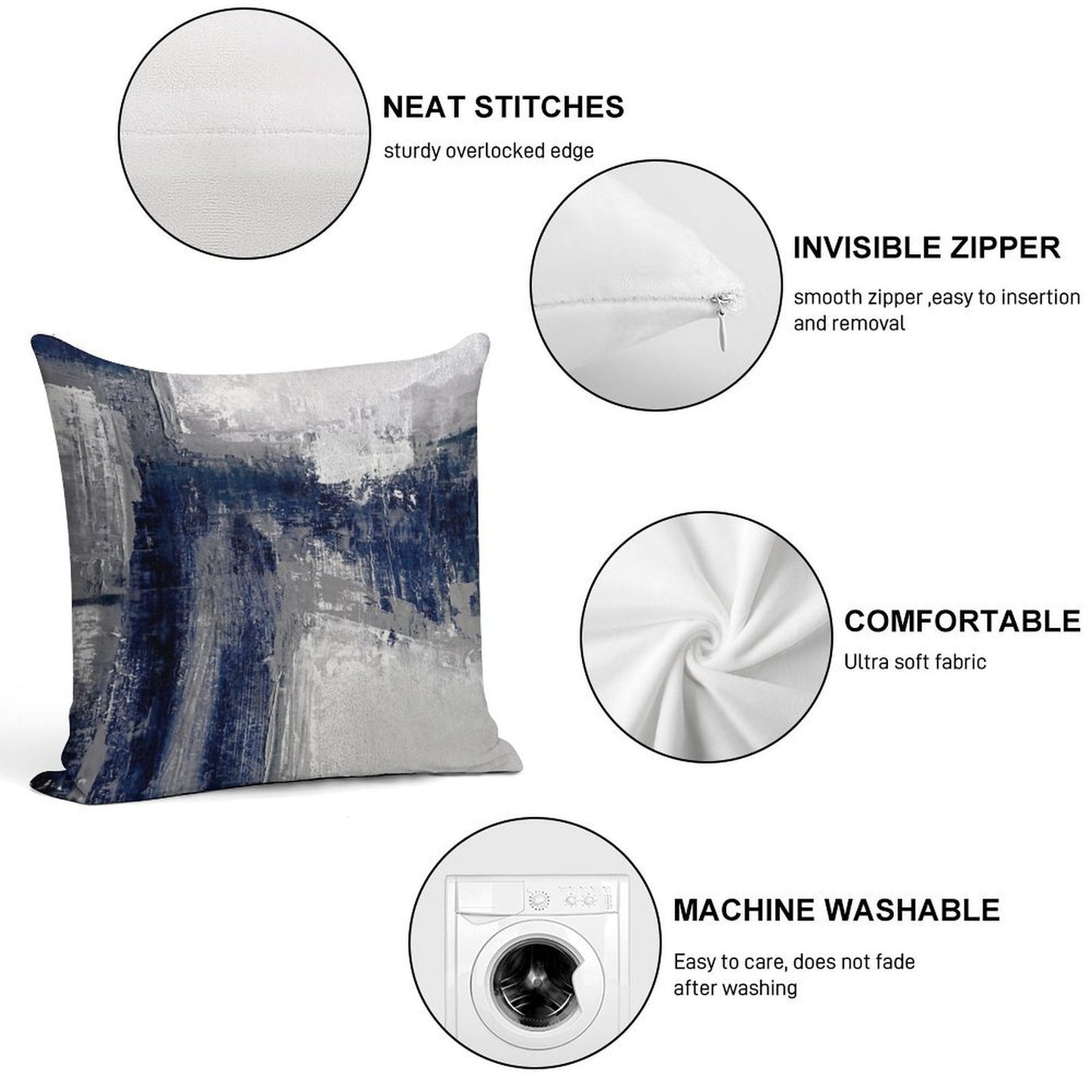 Blue Gray Abstract Soft Ultra-Soft Texture Throw Pillow