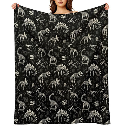 Excavated Dinosaur Fossils Throw Blanket