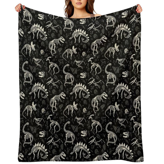 Excavated Dinosaur Fossils Throw Blanket