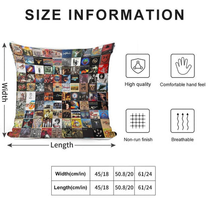 Classic Rock Covers - Collage Soft Reinforced Edging Throw Pillow