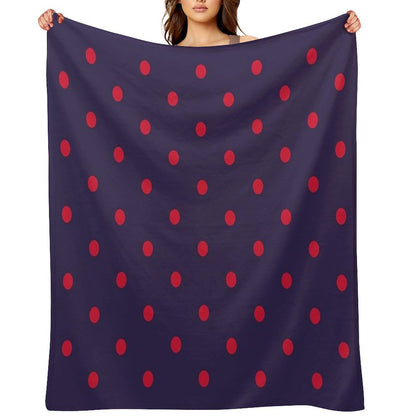 Small RED And NAVY BLUE Polka Dots Throw Blanket