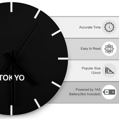 Tokyo Black Time Zone Newsroom Wall Clock Wall Clock