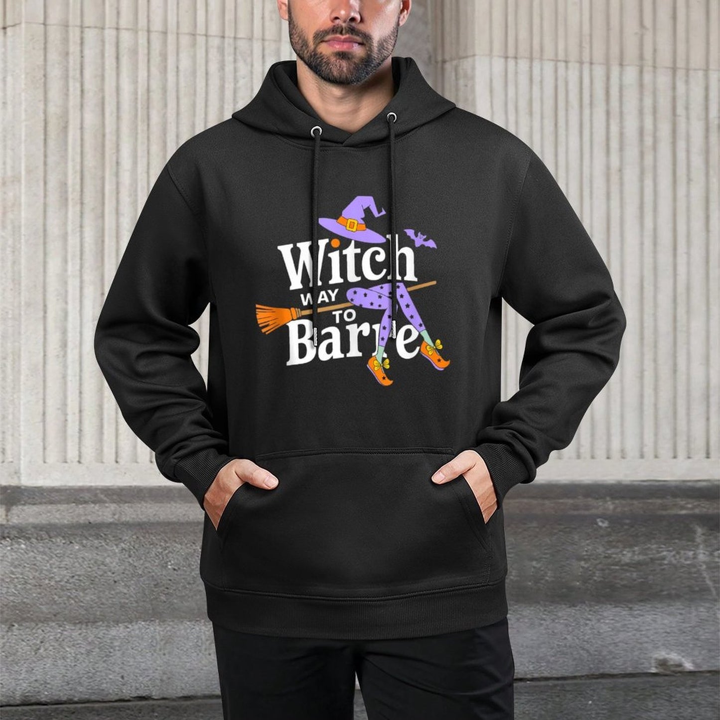 Witch Way to Barre Funny Pure Barre Halloween Workout Design Shape Retention Hoodie