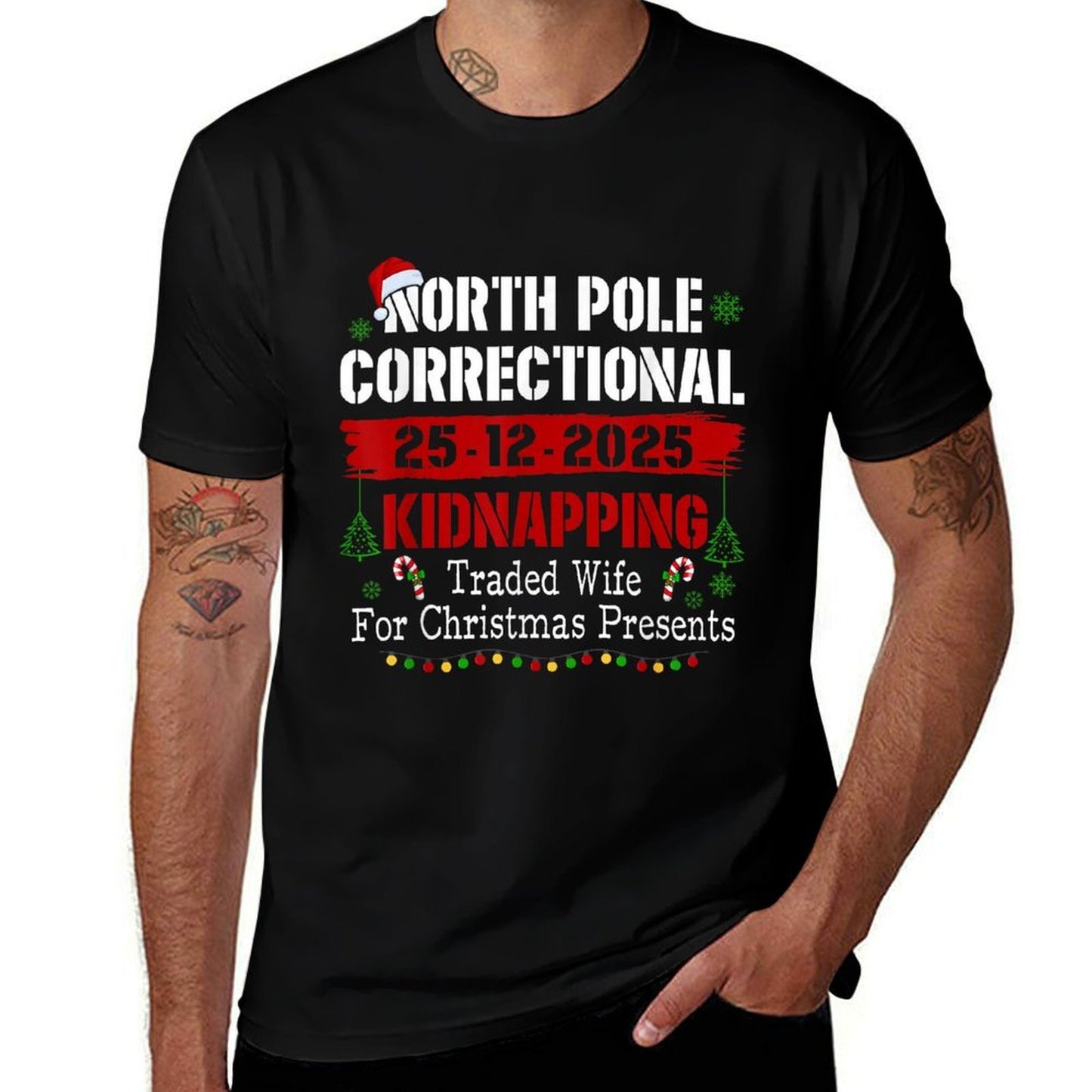 North Pole Correctional Kidnapping Traded Wife Christmas  Ribbed Collar T-Shirt
