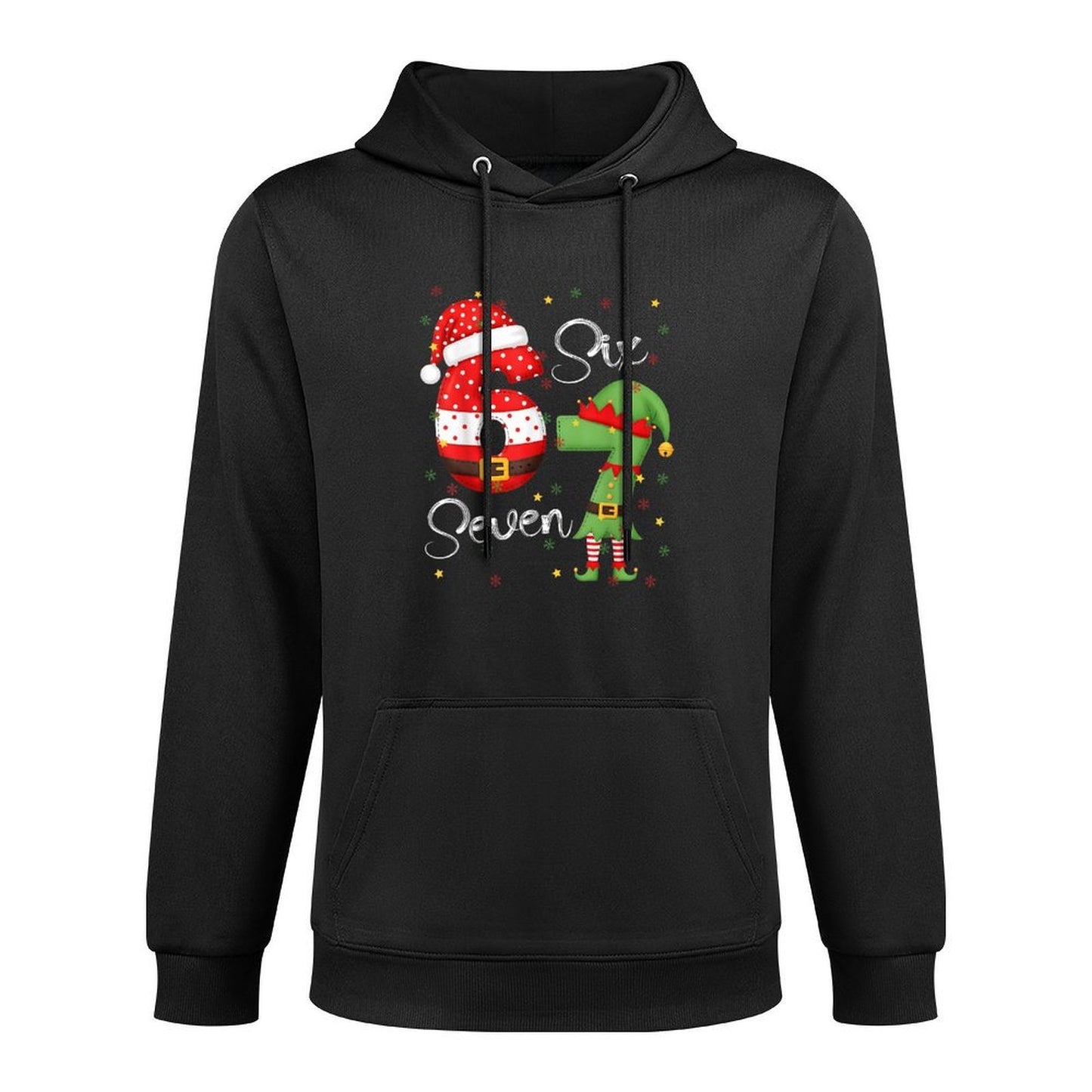 67 Meme Six Seven Christmas Pajamas Funny Gen Alpha Slang Kangaroo Pocket Hoodie