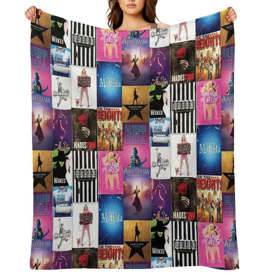 Musical Playbill Collage Throw Blanket