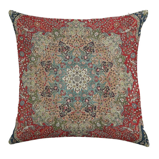 Vintage Antique Persian Carpet Print Linen Throw Pillow Cover