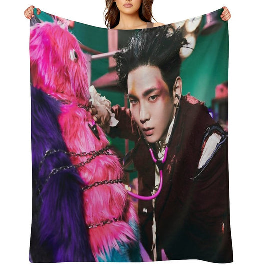 Key Gasoline Pink Monster Throw Blanket