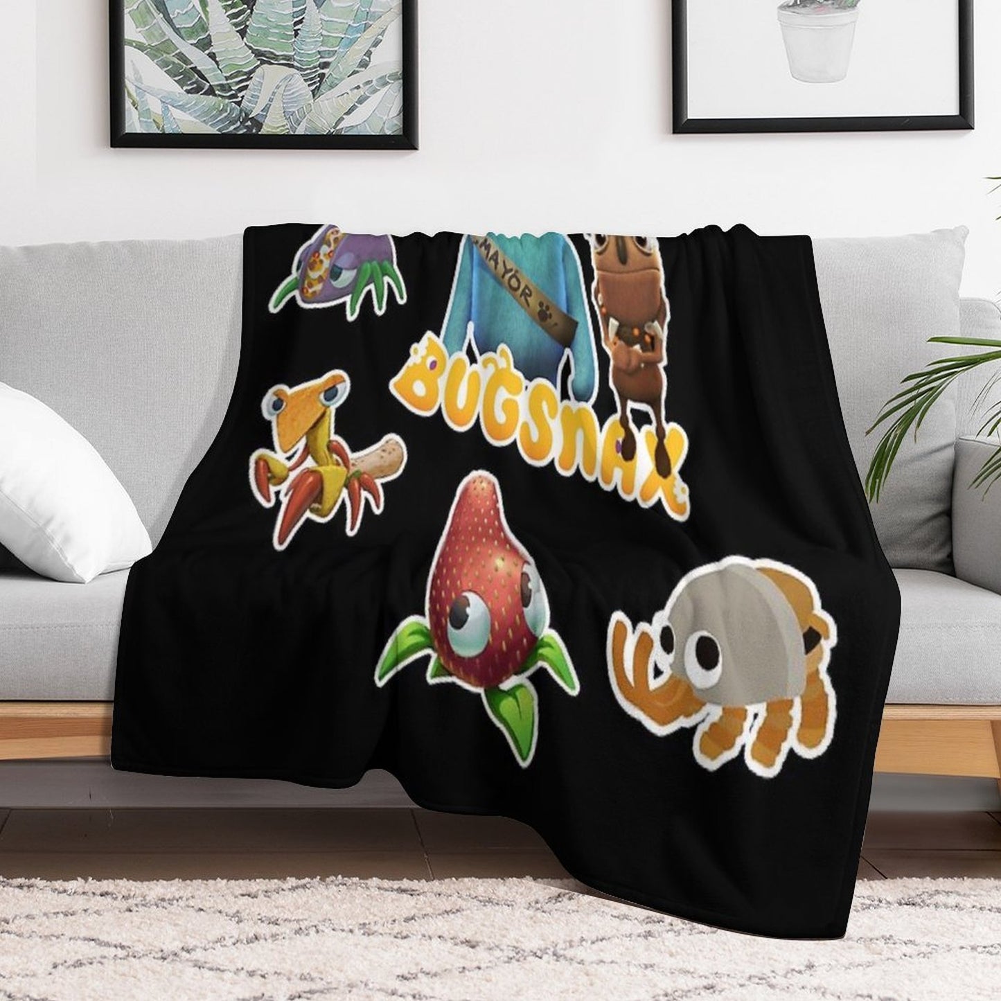 Bugsnax Fan Art Pack  Bugsnax Grumps And BugSnax Characters Bugsnax Mayor Filbo Throw Blanket