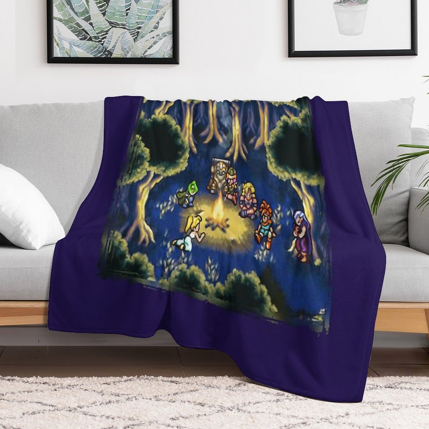 Chrono Trigger Camping Scene Throw Blanket