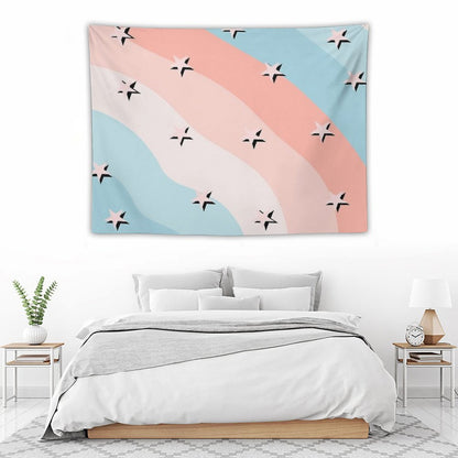 Cotton Candy Stars Striped Pattern Tapestry